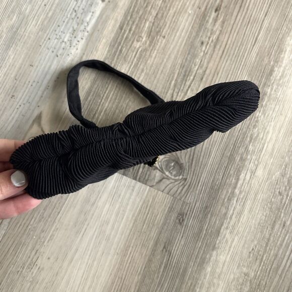 VINTAGE CHARLET Victorian  Black Fabric Purse w Jeweled Clasp  - Made In The USA - Picture 10 of 12